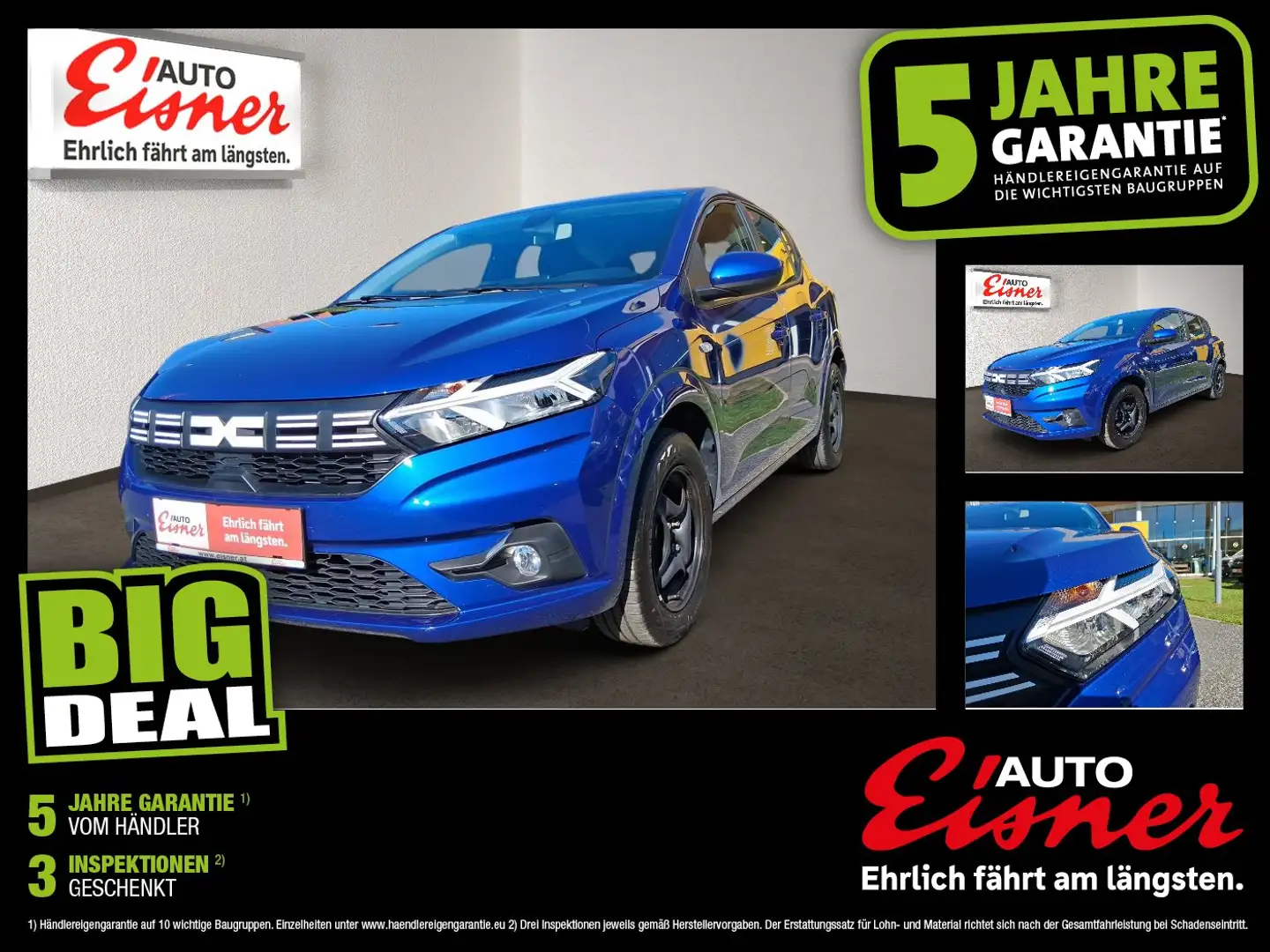 Dacia Sandero III 1.0 TCe 90 Expression Facelift PDC Blau - 1