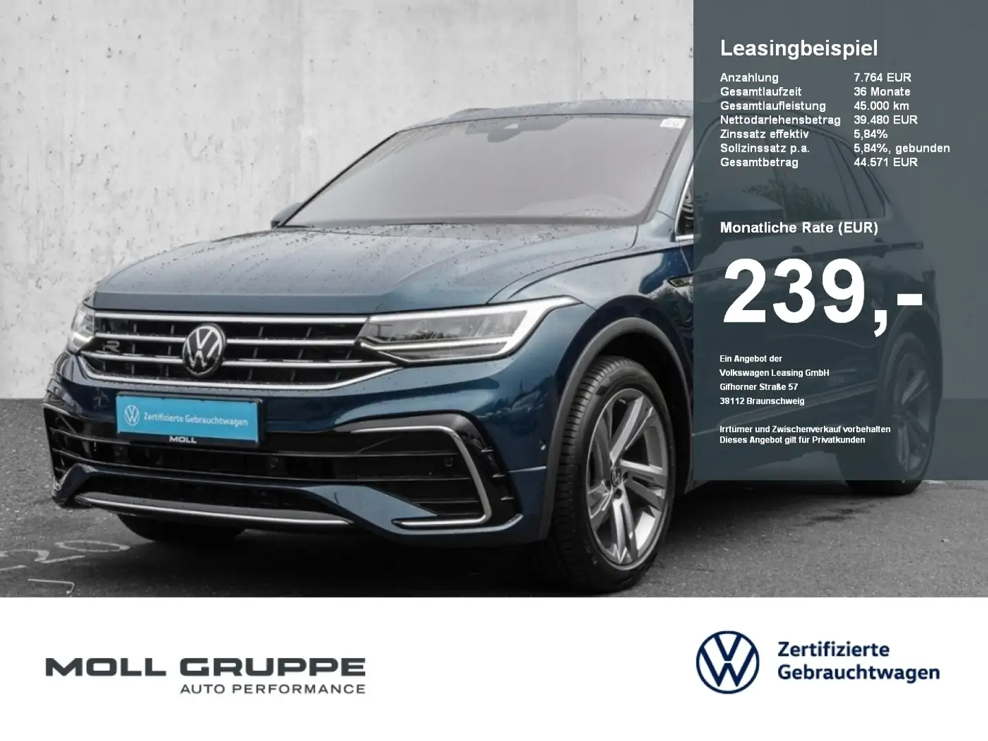 Volkswagen Tiguan 2.0 TDI DSG R-Line NAVI PANO STANDHZG Bleu - 1