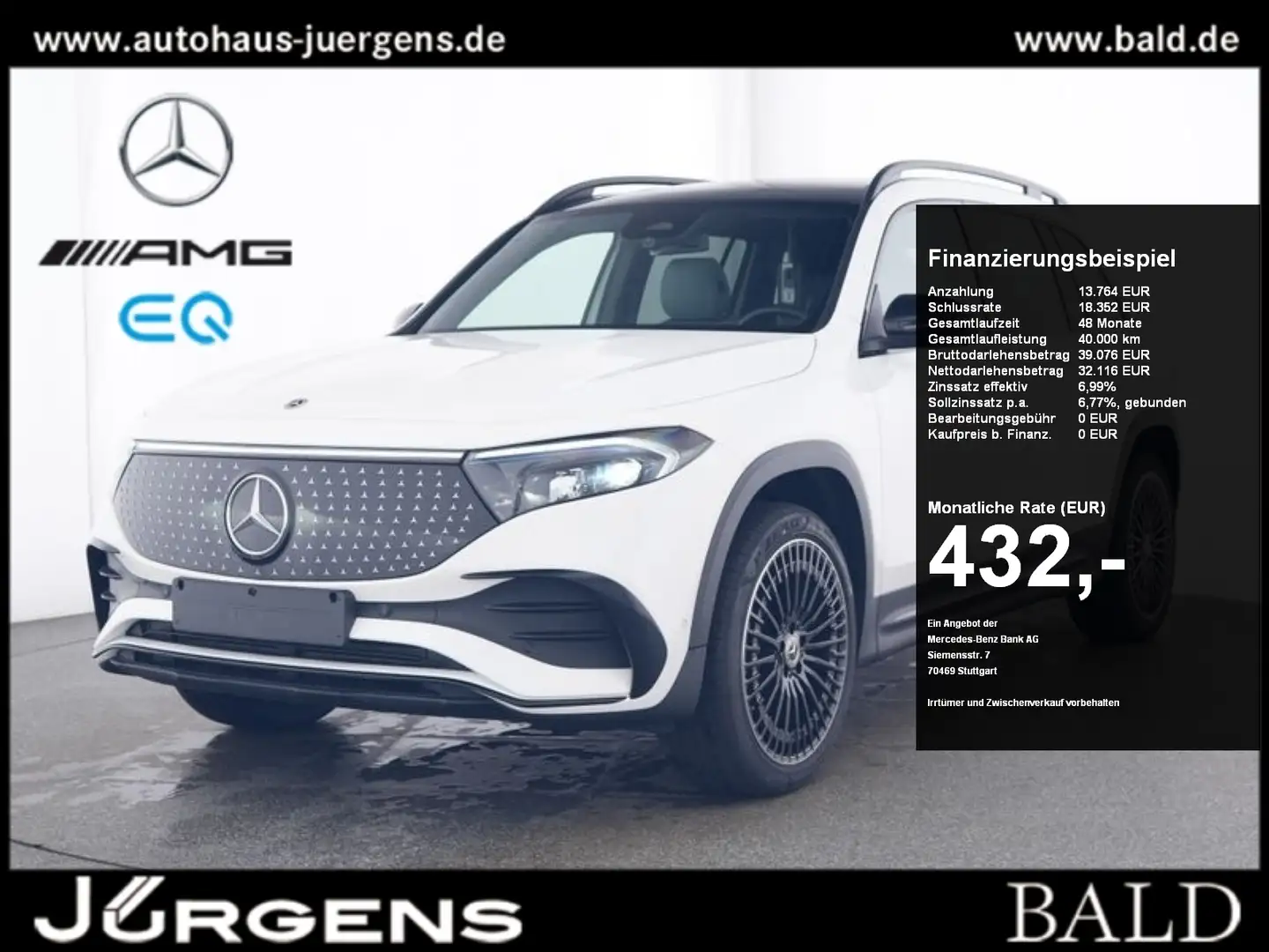 Mercedes-Benz EQB 300 4M AMG-Sport/Pano/Distr/Night/7Sitzer/20 Weiß - 1