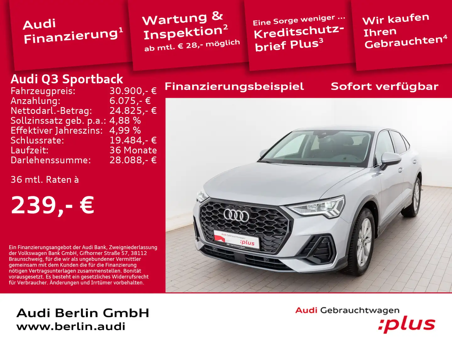 Audi Q3 35 TFSI S tr. PDC LED NAVI VIRTUAL Srebrny - 1