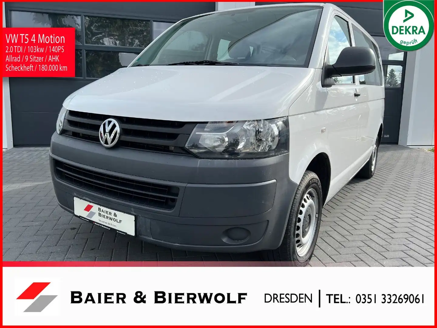 Volkswagen T5 Transporter 4Motion 8 Sitzer AHK Allrad SH Blanc - 1