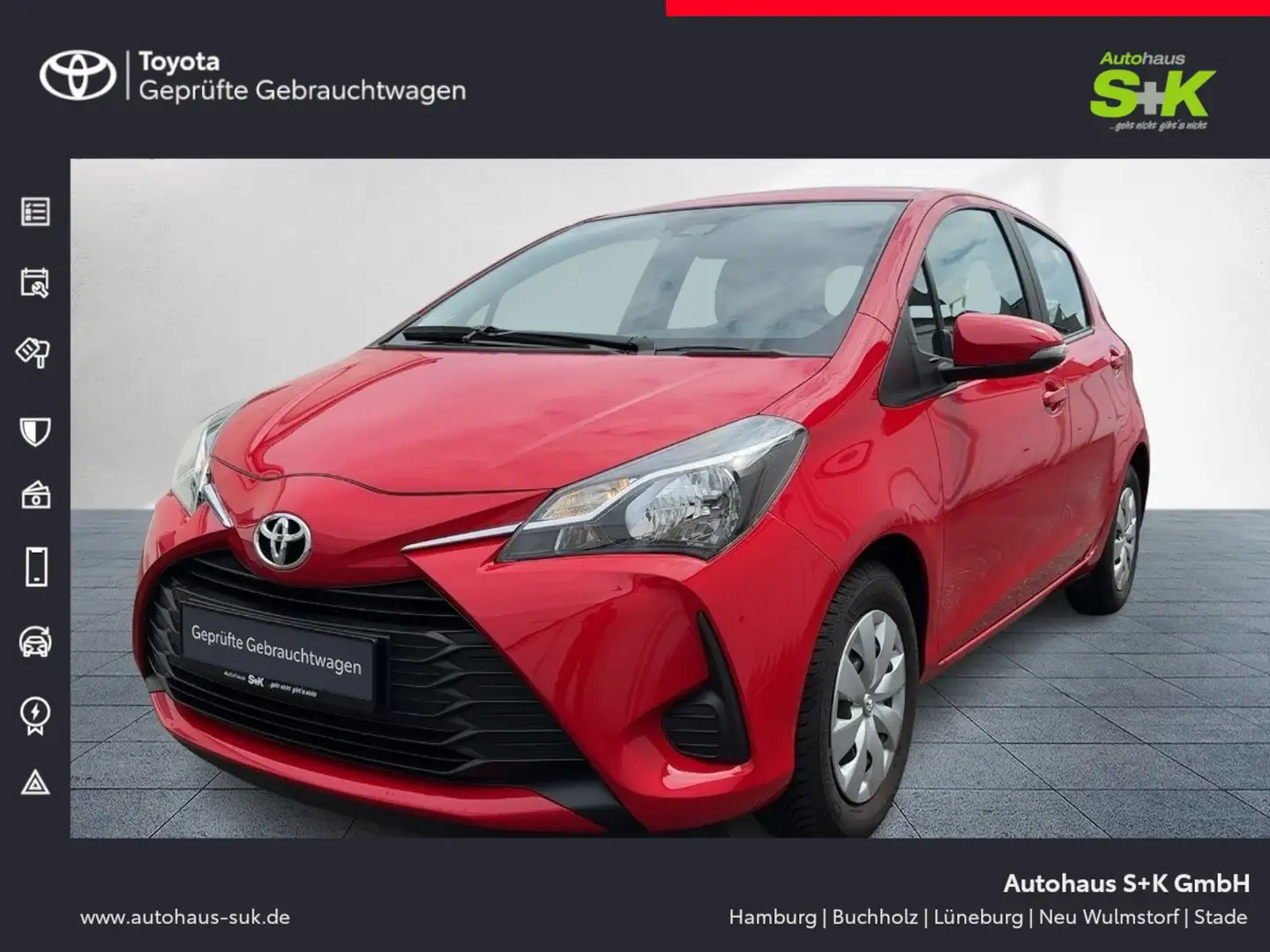 Toyota Yaris 1.0 Comfort*SAFETYSENSE+KLIMA+ISOFIX+GJR+USB**** Rot - 1