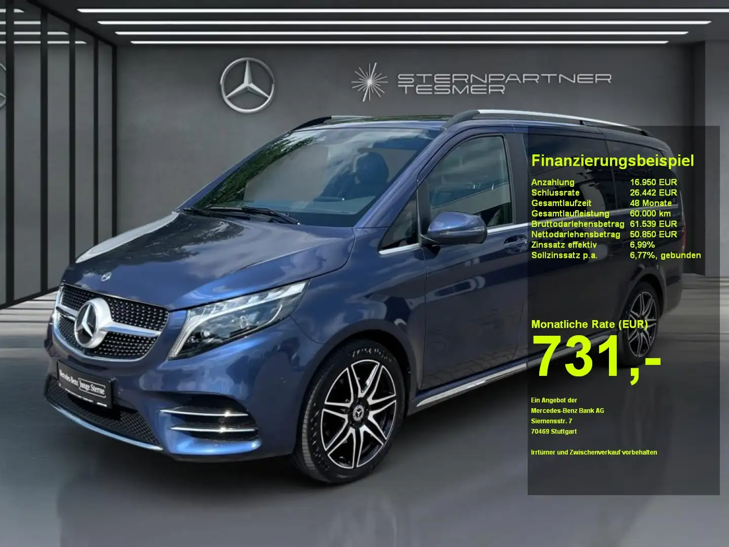 Mercedes-Benz V 250 d AVANTGARDE EDITION Lang AMG Pano+Tisch Blauw - 1