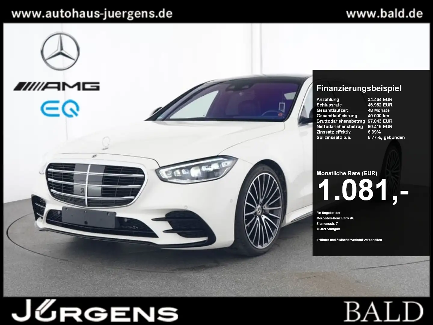 Mercedes-Benz S 580 4M L AMG-Sport/First-Class/Pano/Stdhz/21' Weiß - 1