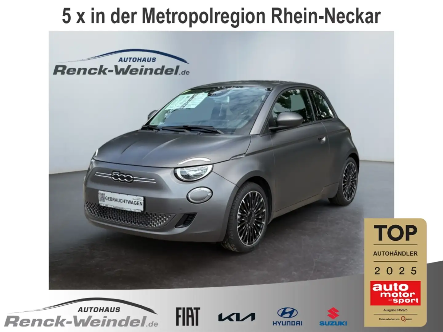 Fiat 500e Icon Navi Apple CarPlay Android Auto Klimaautom Fa Gris - 1
