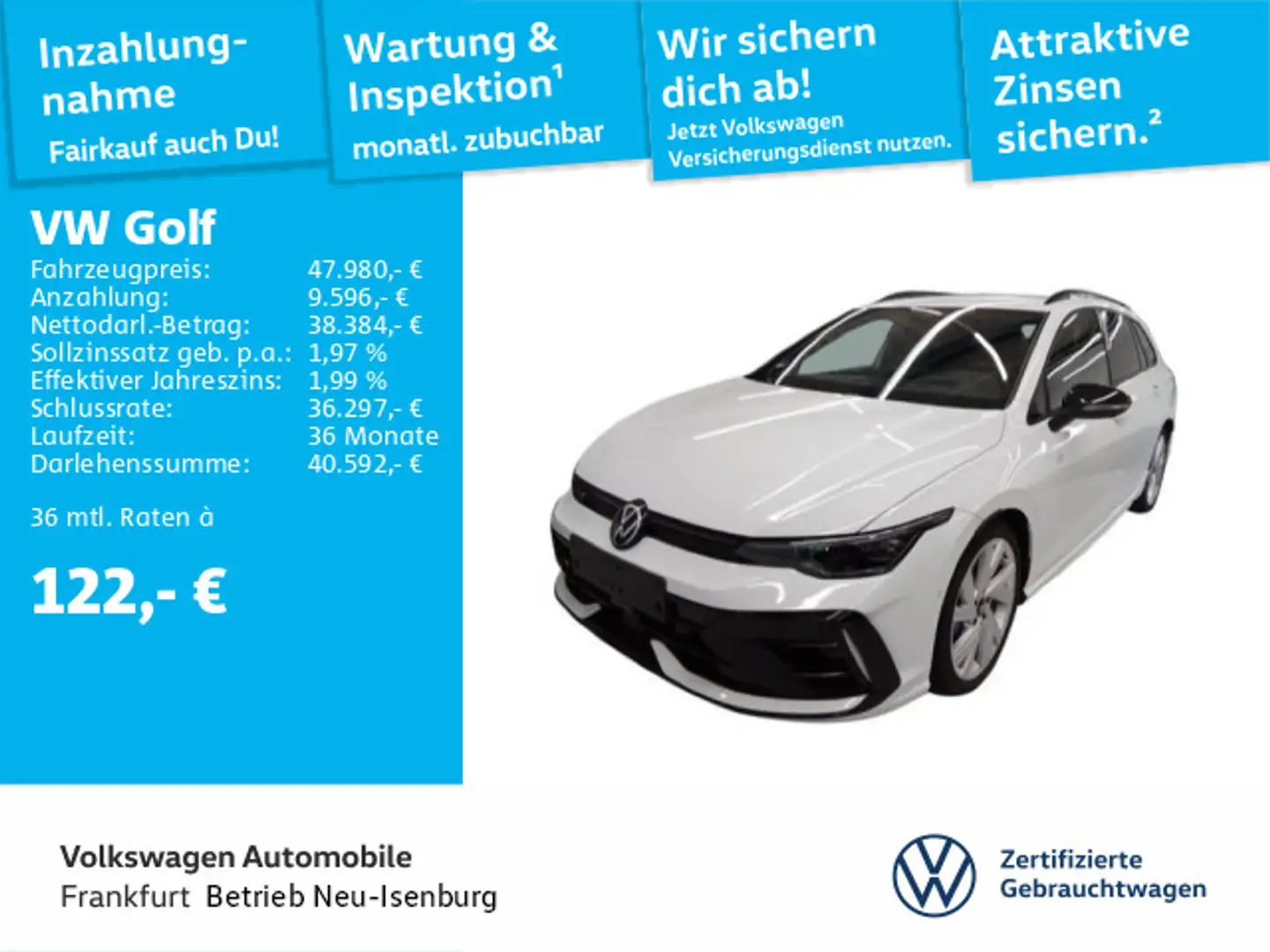 Volkswagen Golf Variant Golf VIII 2.0 TSI DSG R Navi AHK IQ.LIGHT - LED- Blanc - 1