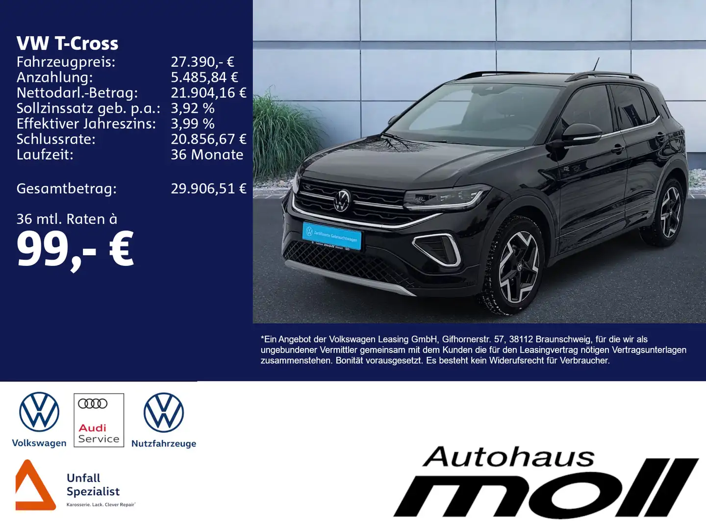 Volkswagen T-Cross R-Line 1.5 TSI DSG AHK Rückfahrkamera AC Schwarz - 2