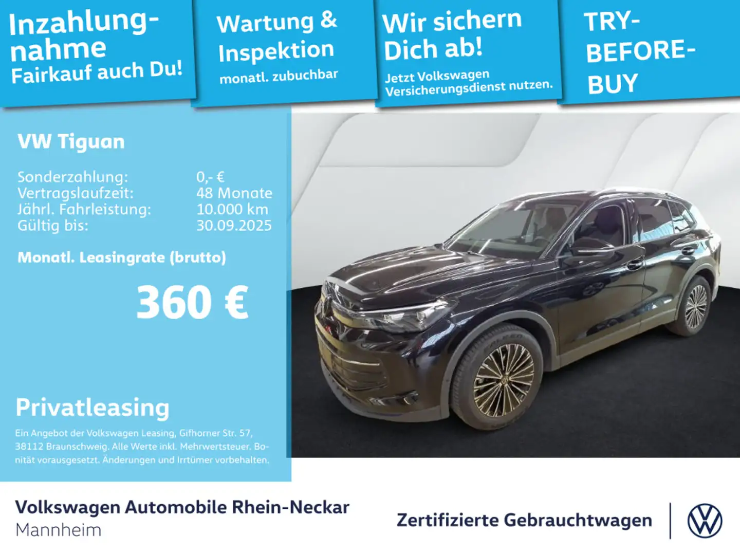 Volkswagen Tiguan 1.5 eTSI Life DSG Navi AHK Kamera uvm Schwarz - 1