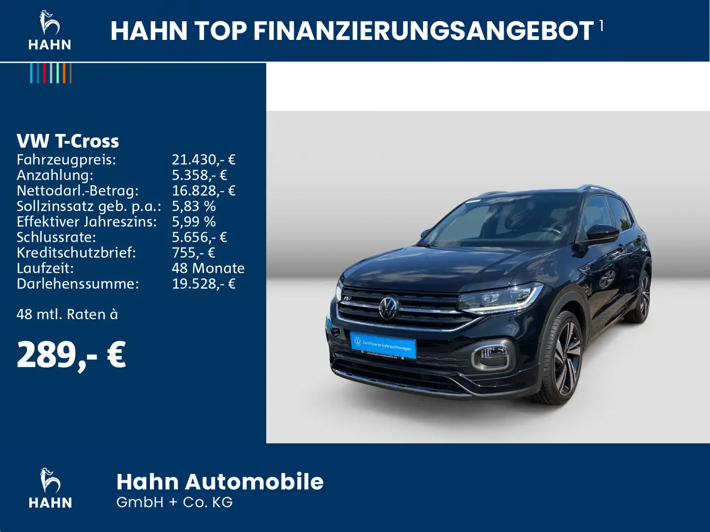 Volkswagen T-Cross 1.0TSI R-Line DSG LED ACC Rückfahr Schwarz - 2