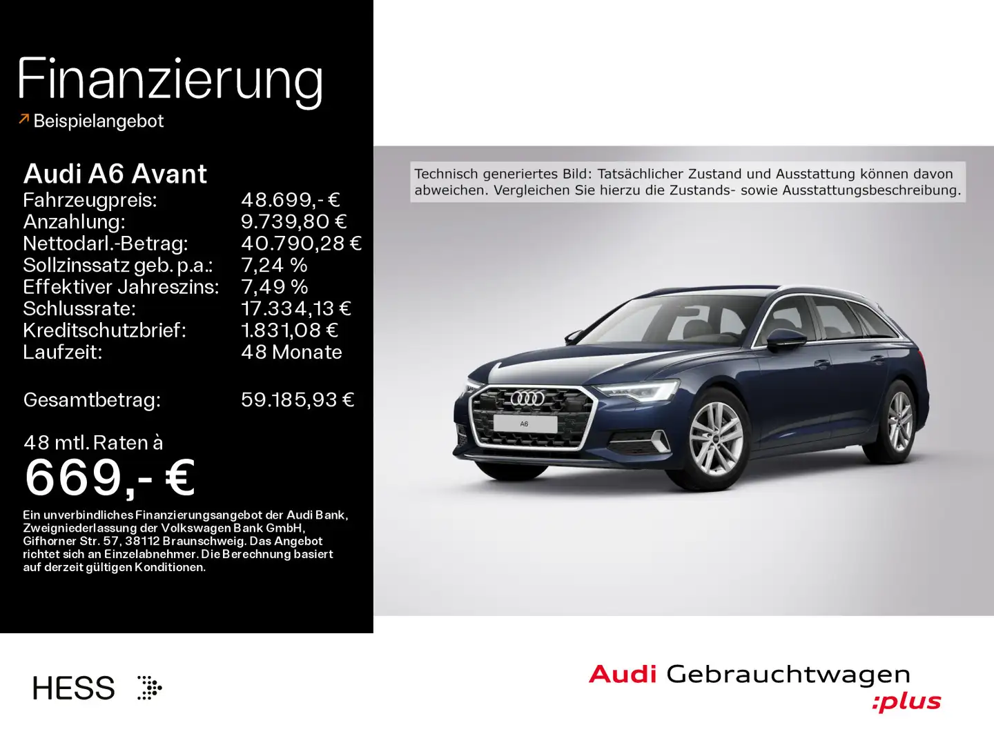 Audi A6 45 TFSI advanced*AHK*LEDER*NAVI-PLUS*LE Blau - 1