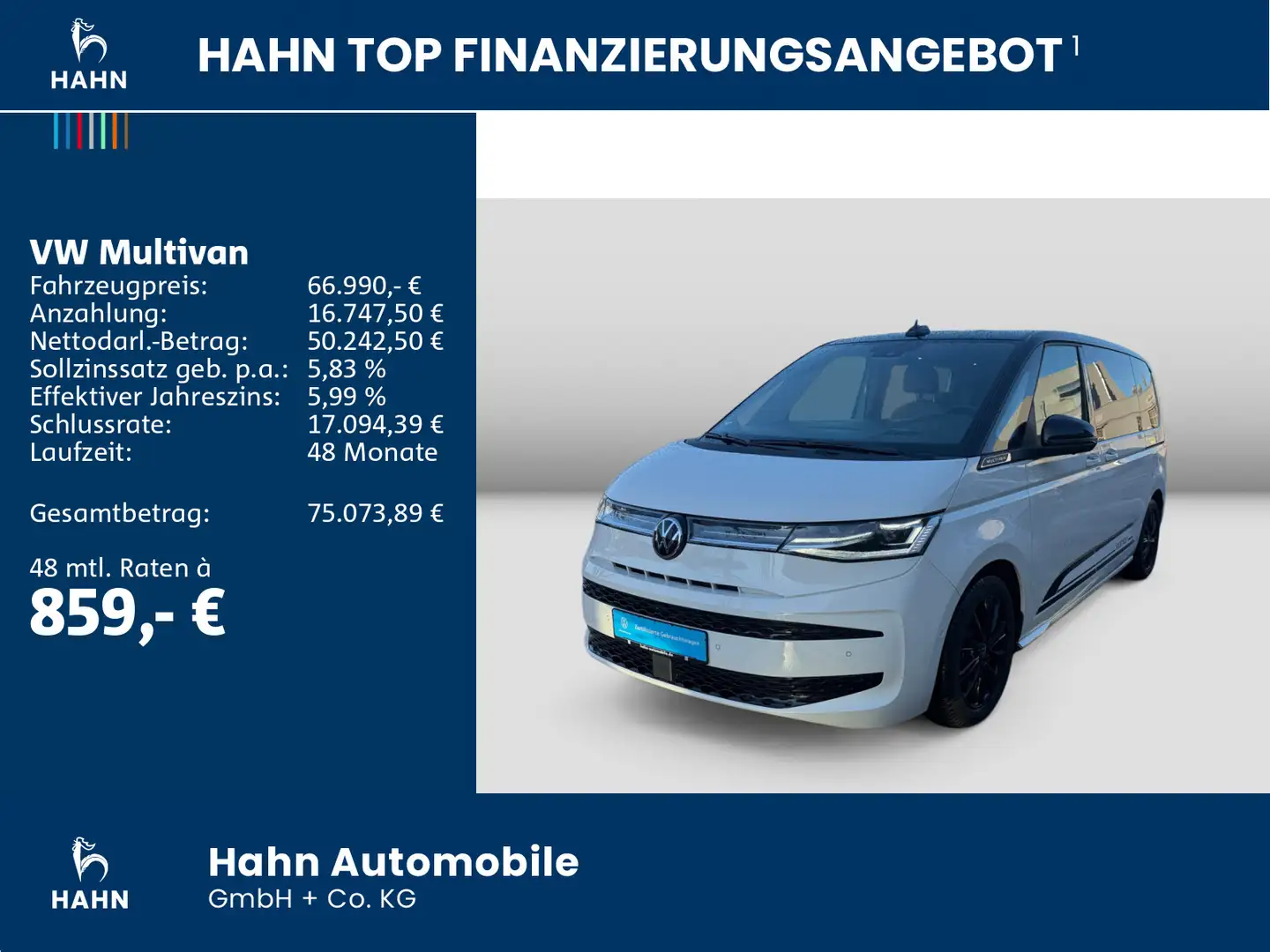 Volkswagen T7 Multivan EDITION 2,0TDI110kW DSG NAVI StHz TISCH Weiß - 2