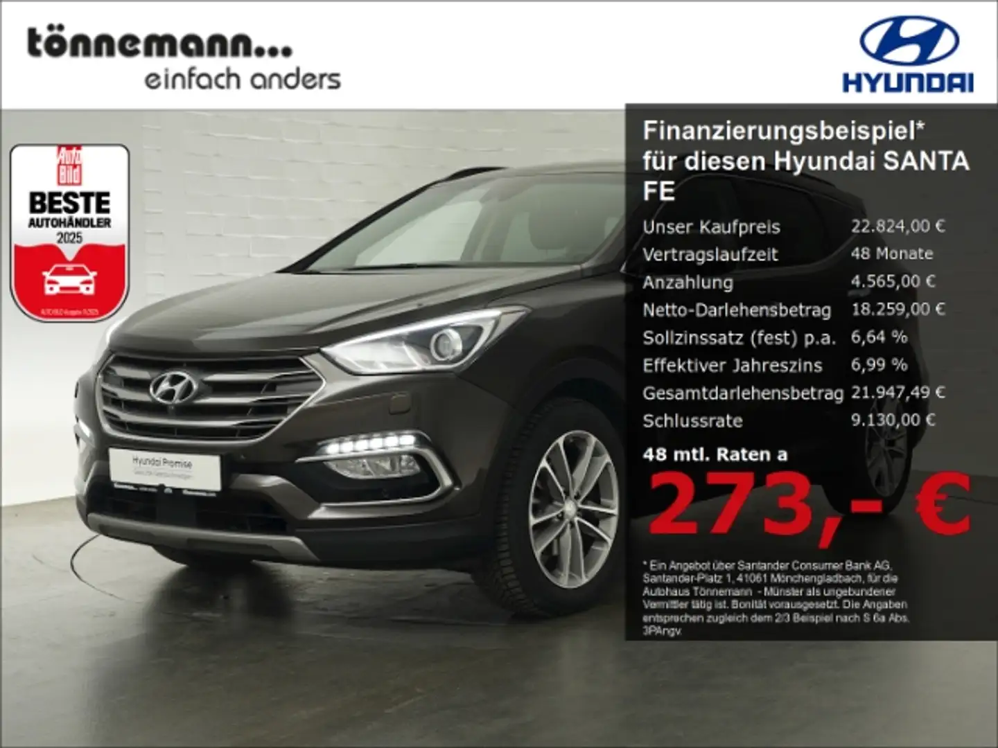 Hyundai SANTA FE CRDI 4WD PREMIUM AT+AHK+XENON+NAVI+AROUND VIEW MON Brun - 1