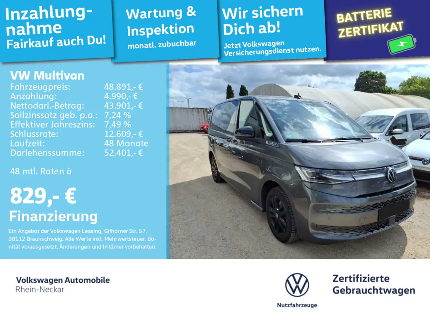 Volkswagen T7 Multivan T1.4 Multivan TSI eHybrid AHK ACC Side Grijs - 1