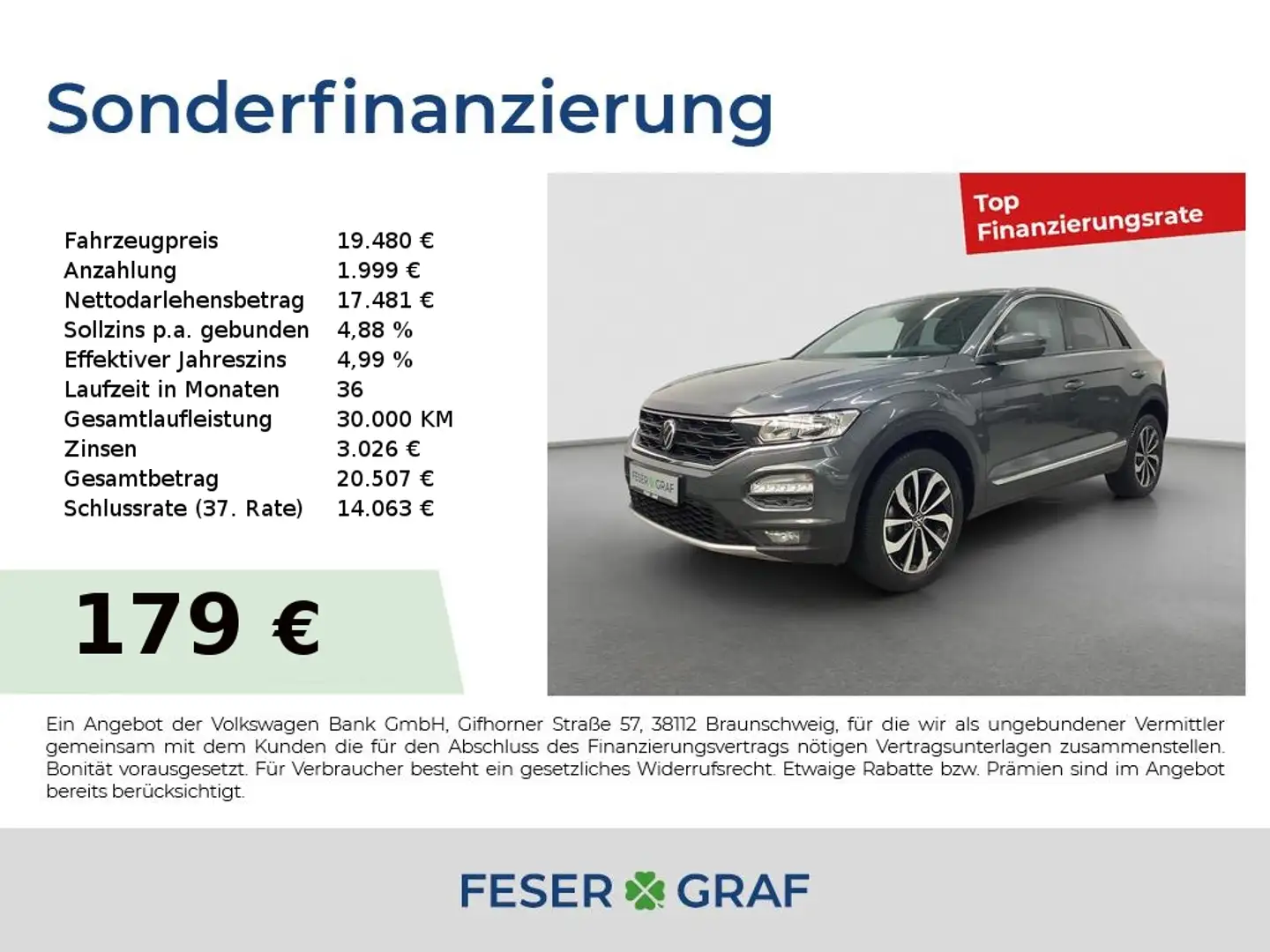 Volkswagen T-Roc ACTIVE 1.0TSI 81 kW 6-Gang Kamera ACC Navi Grau - 1