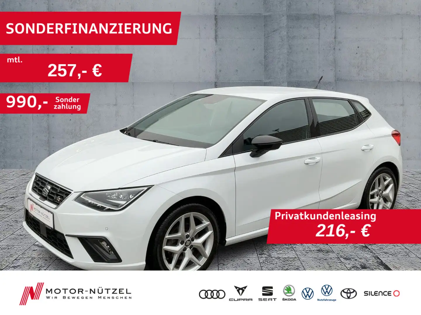 SEAT Ibiza 1.0 TSI DSG FR-LINE LED+NAV+ACC+SHZ+RFK+VC Weiß - 1