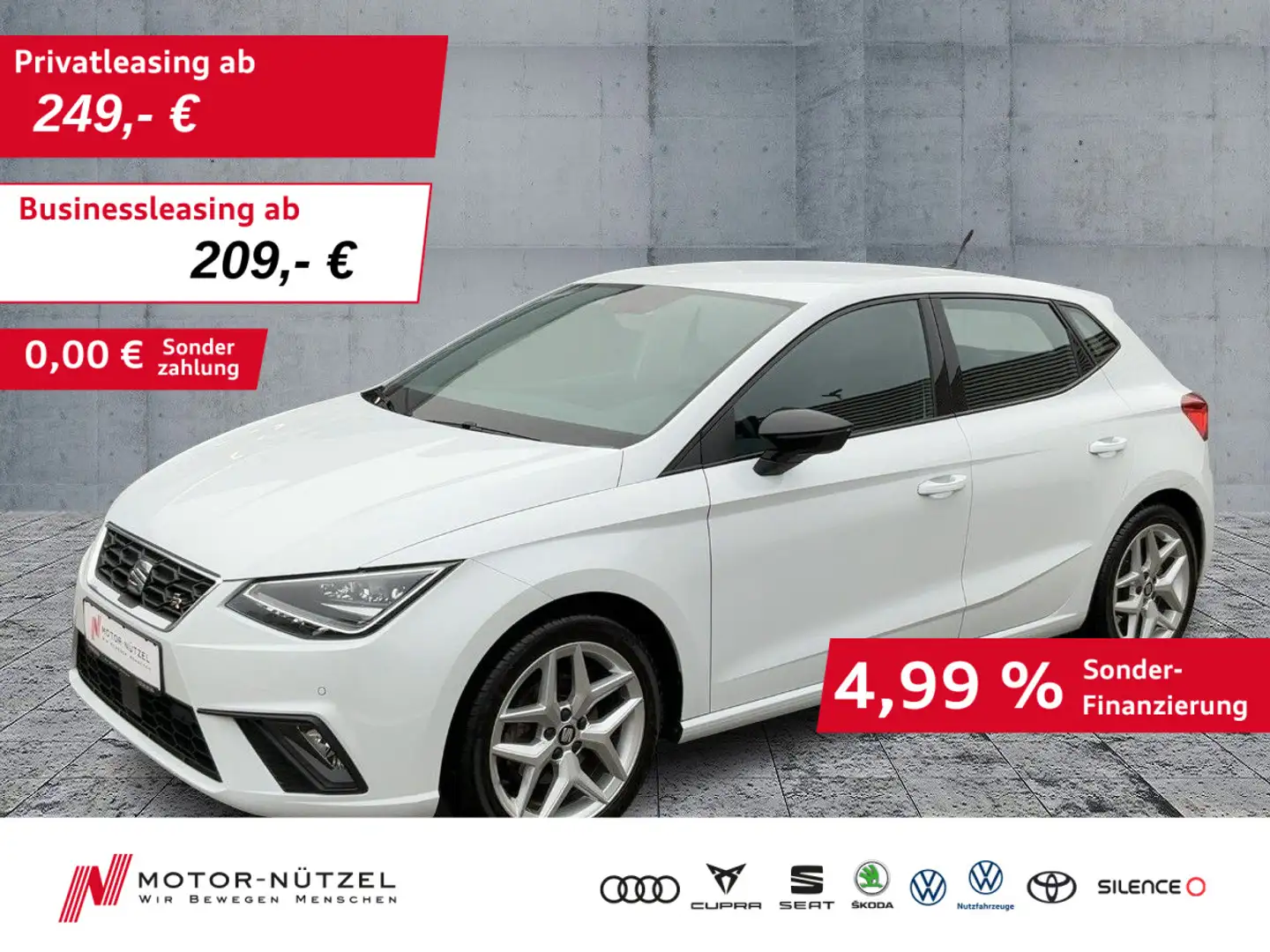 SEAT Ibiza 1.0 TSI DSG FR-LINE LED+NAV+ACC+SHZ+RFK+VC Weiß - 1
