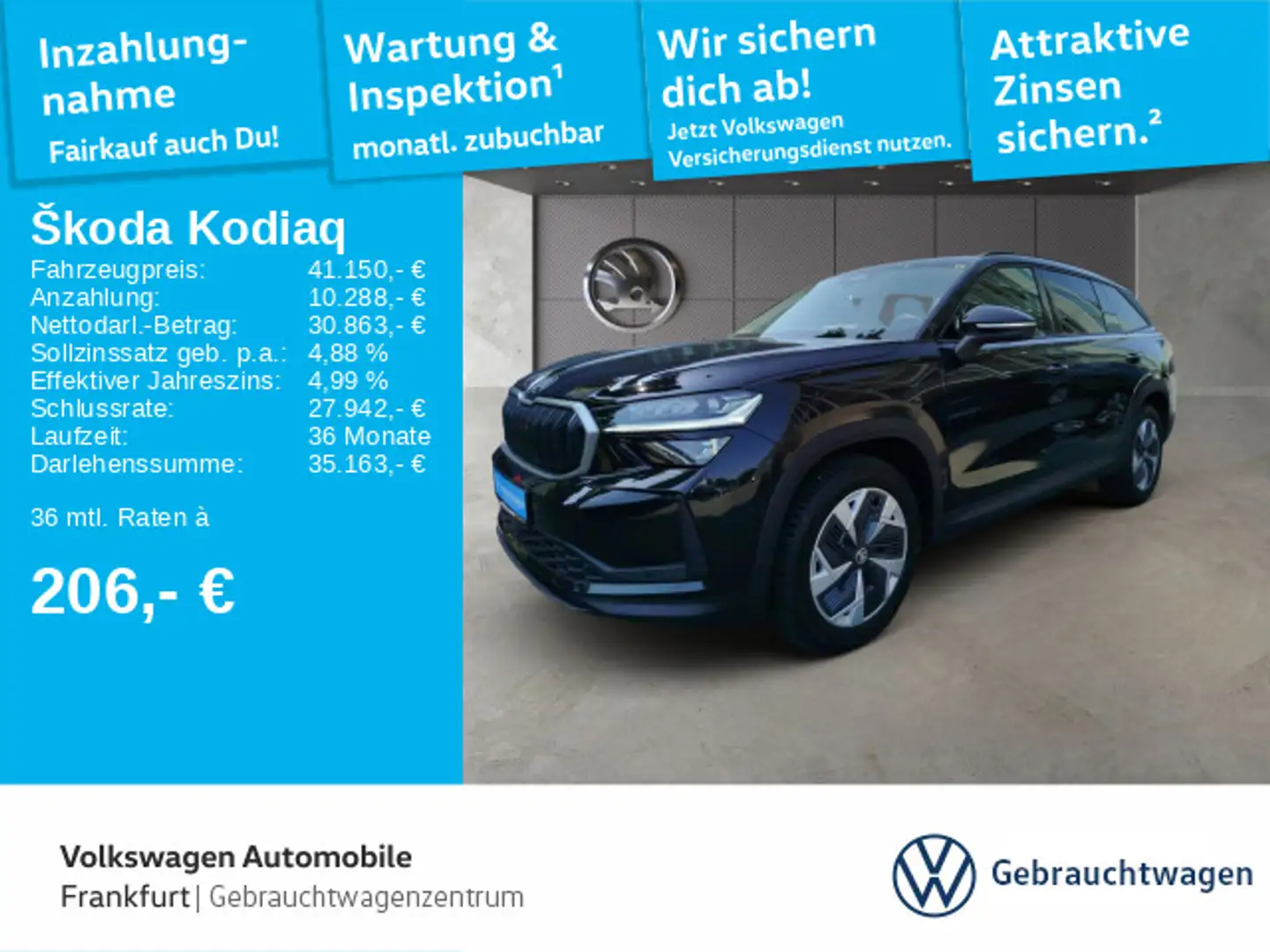 Skoda Kodiaq 2.0 TDI DSG Selection Navi LED Schwarz - 1