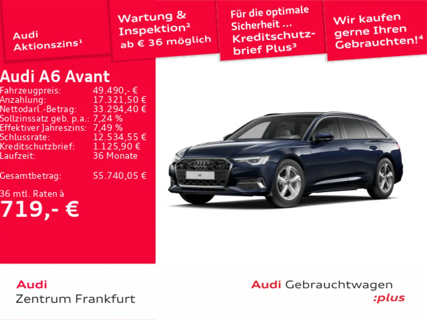 Audi A6 45 TFSI quattro advanced S tronic Matri Blau - 1