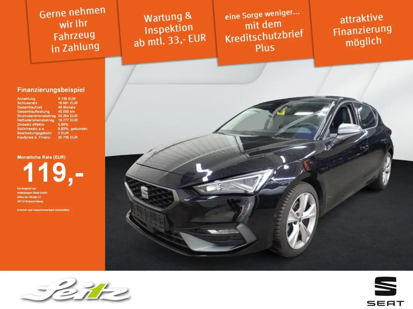 SEAT Leon 2.0 TDI FR *LED*NAVI*KAMERA*SITZH* Fekete - 1