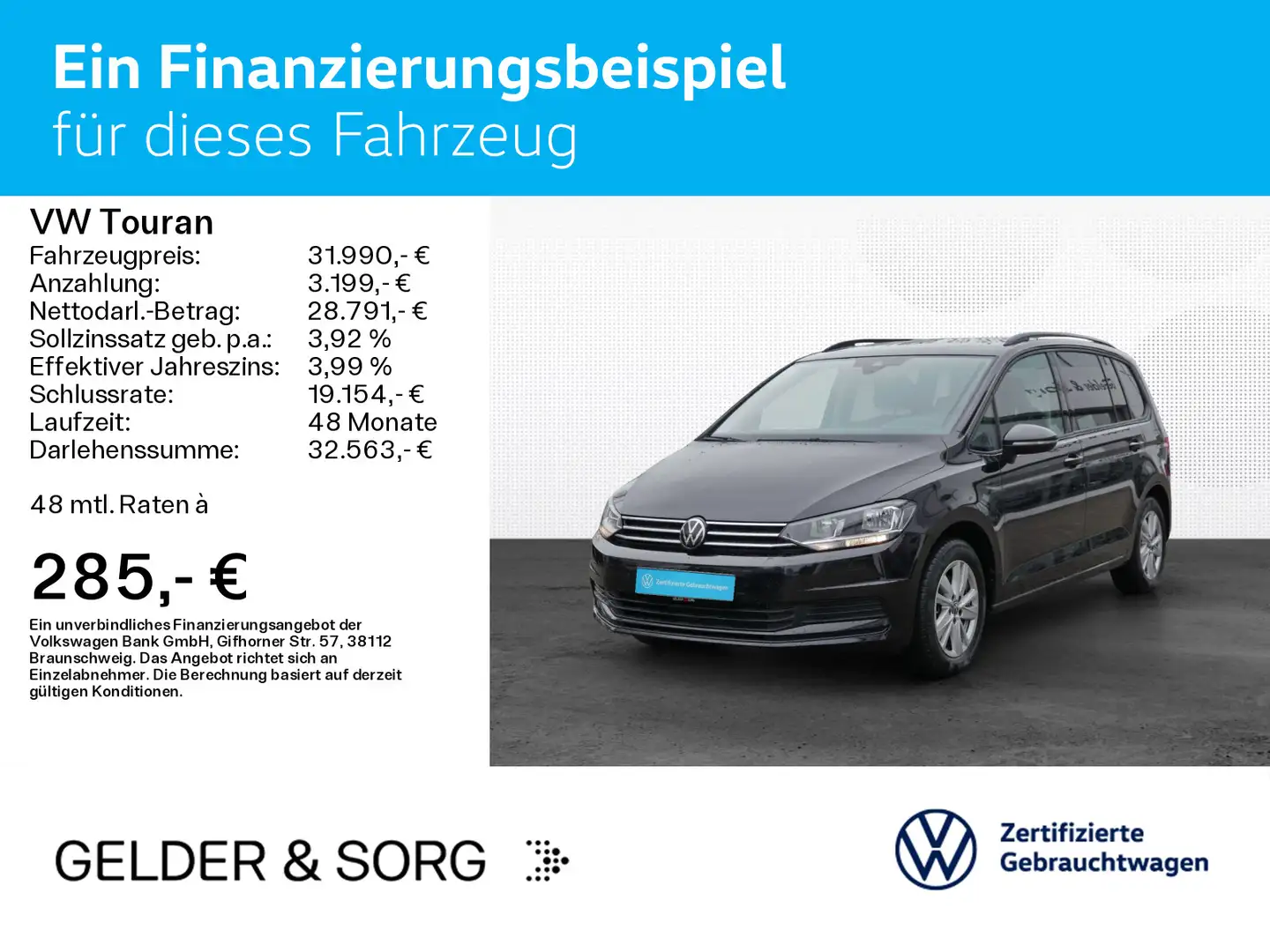 Volkswagen Touran Comfortline 2.0 TDI 7Sitze*Digital*ACC Zwart - 2