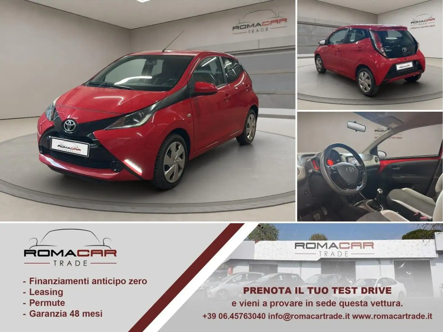 Toyota Aygo 1.0 VVT-i 69 CV 5 porte x-cool TELECAMERA!! Rosso - 1