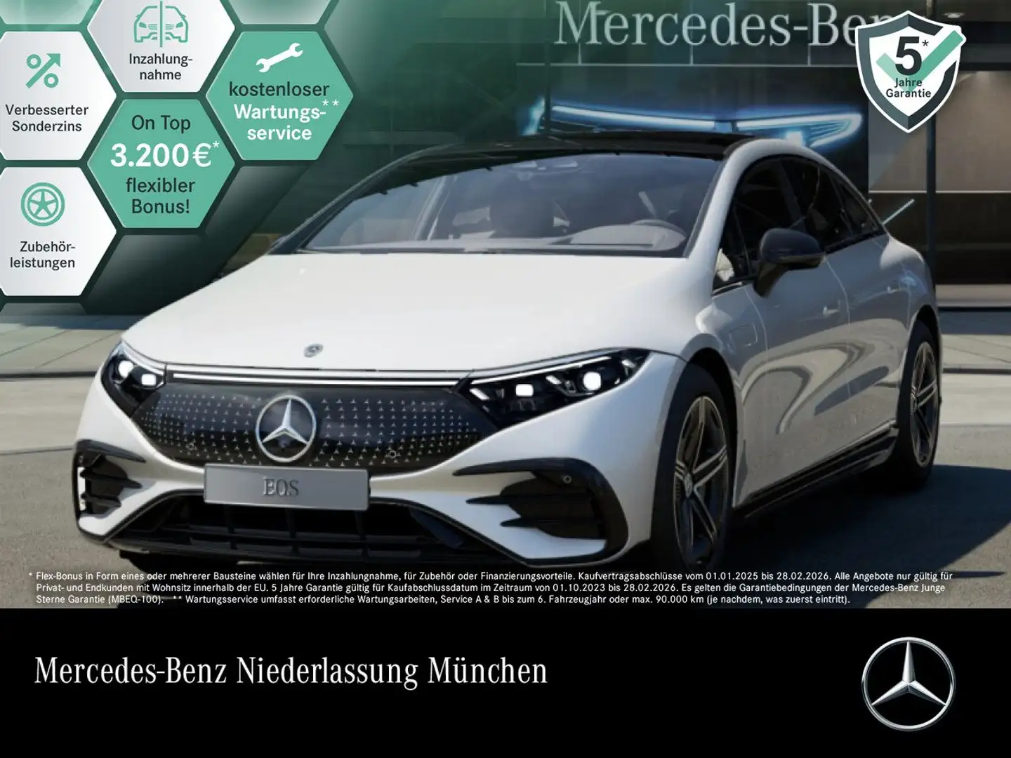 Mercedes-Benz EQS 450 AMG Fahrass Pano Burmester Distr. HUD PTS Weiß - 1