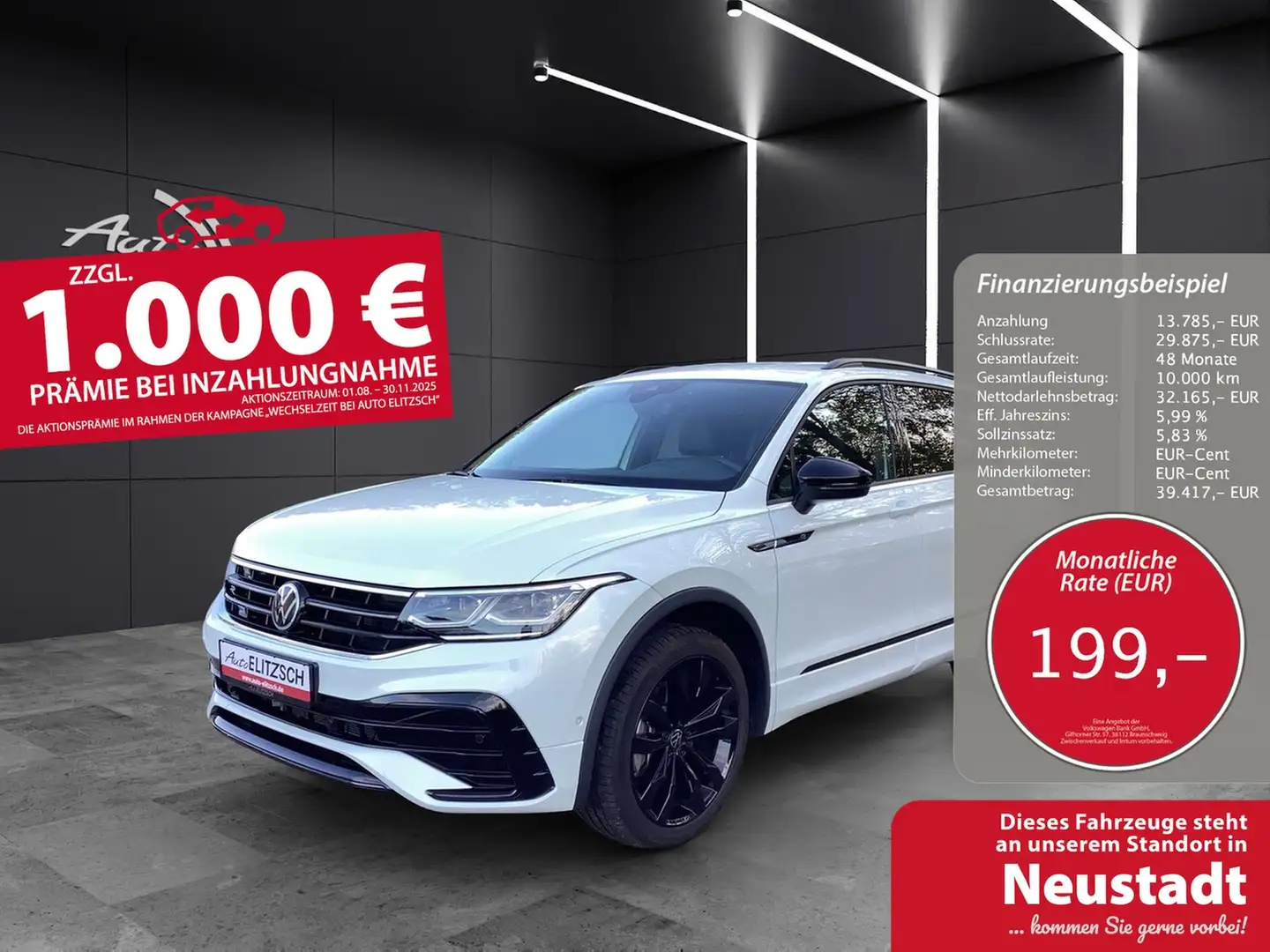 Volkswagen Tiguan Allspace R-Line 4M MatrixLED 7-Si. AHK Standheizg ACC LM... Weiß - 1