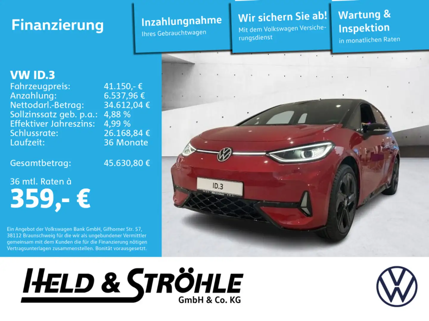 Volkswagen ID.3 GTX 20 ACC MATRIX NAVI PARKASSIST RFK SHZ Rot - 1