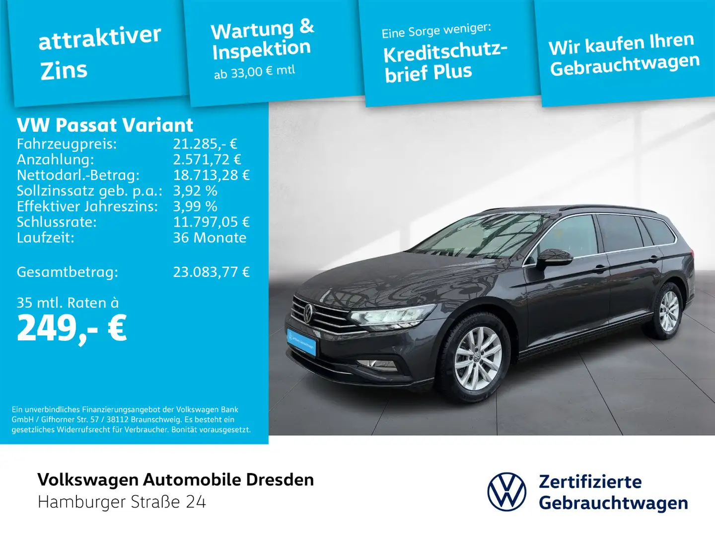 Volkswagen Passat Variant Business 1.5 TSI DSG LED APP PDC Grau - 1