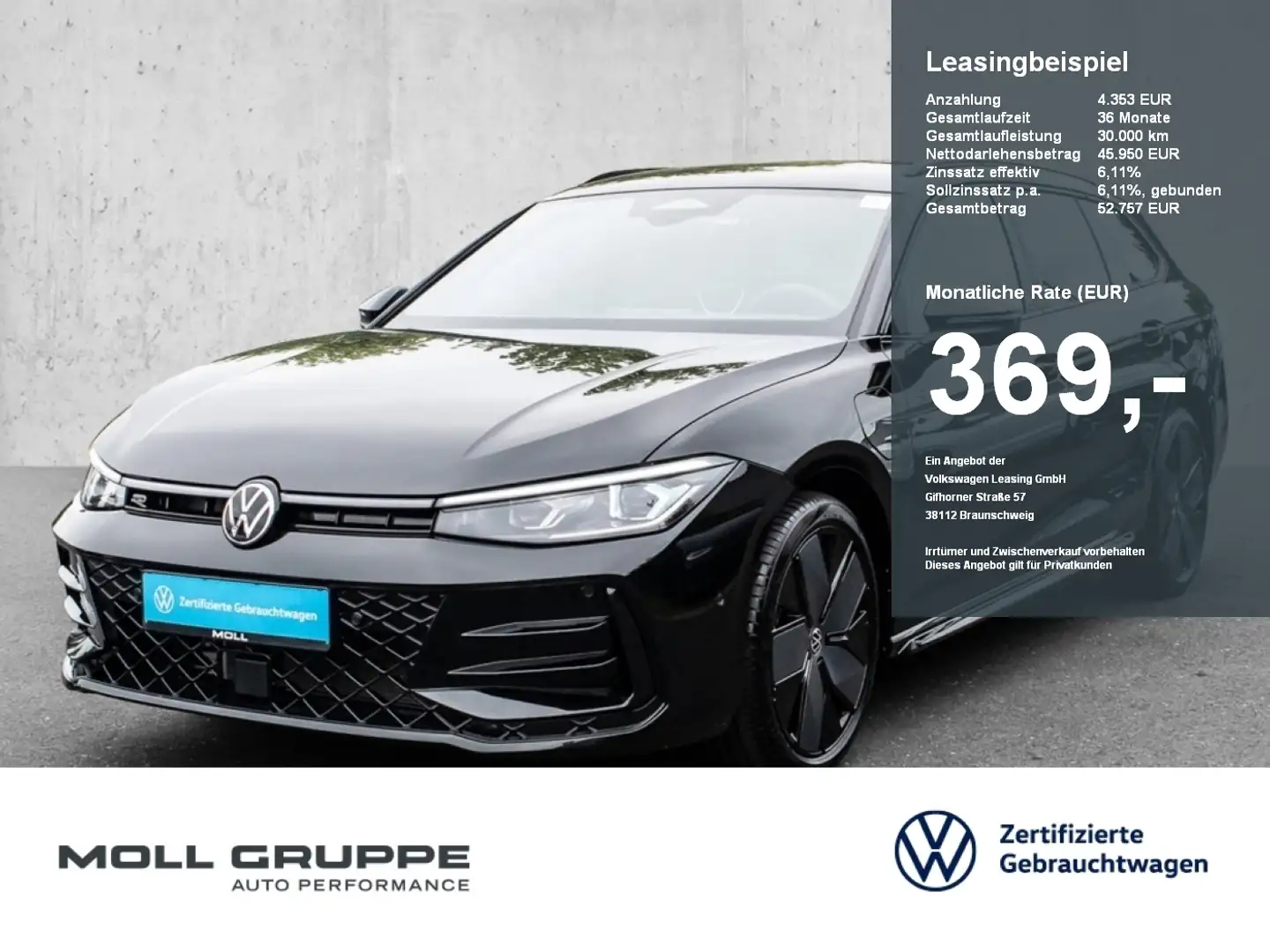 Volkswagen Passat 1.5 eHybrid DSG R-Line ACC AHK AUT Schwarz - 1