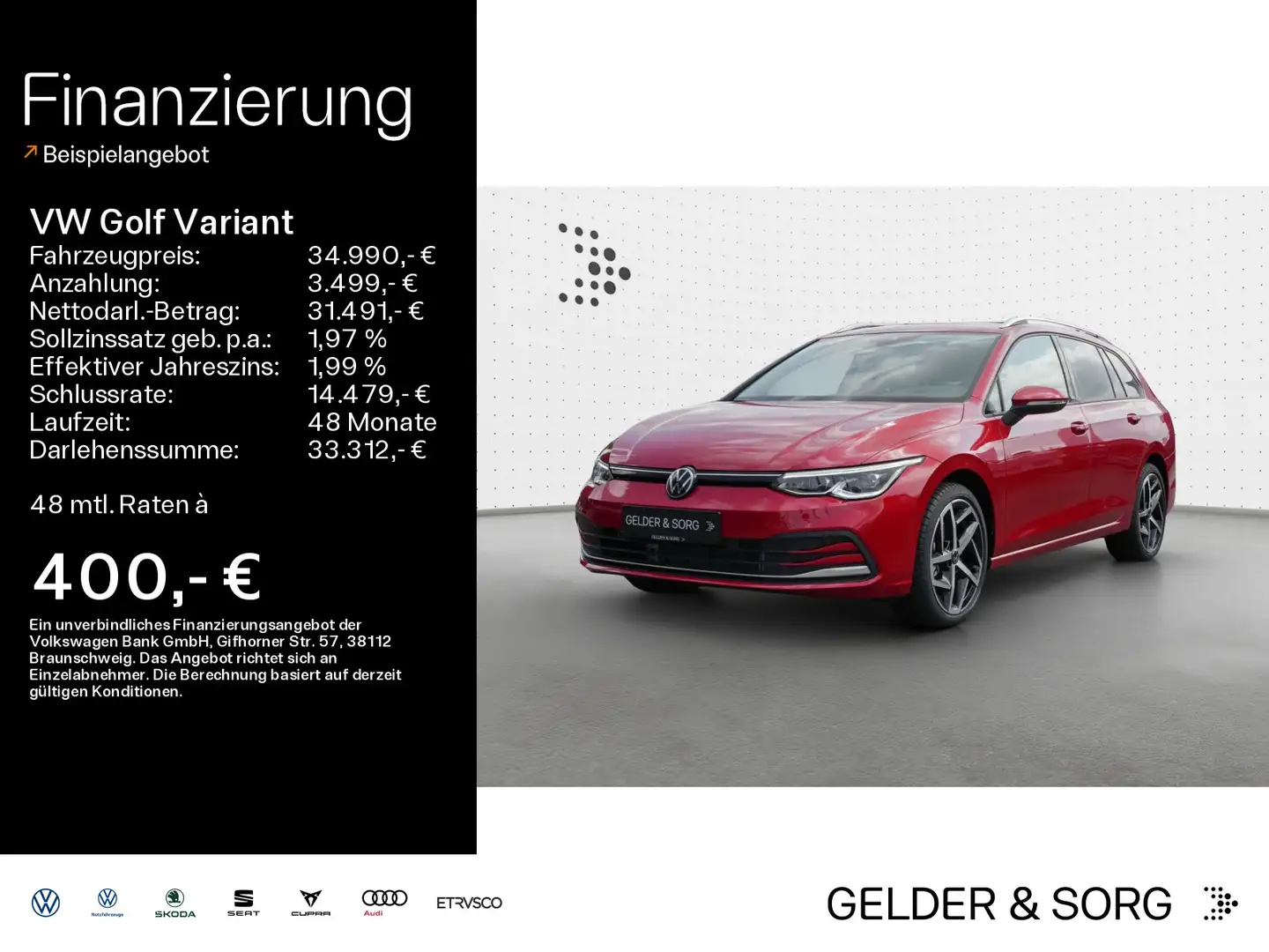 Volkswagen Golf Variant Life 1.5 TGI Pano*Stand*RFK*HuD*ACC Rot - 1