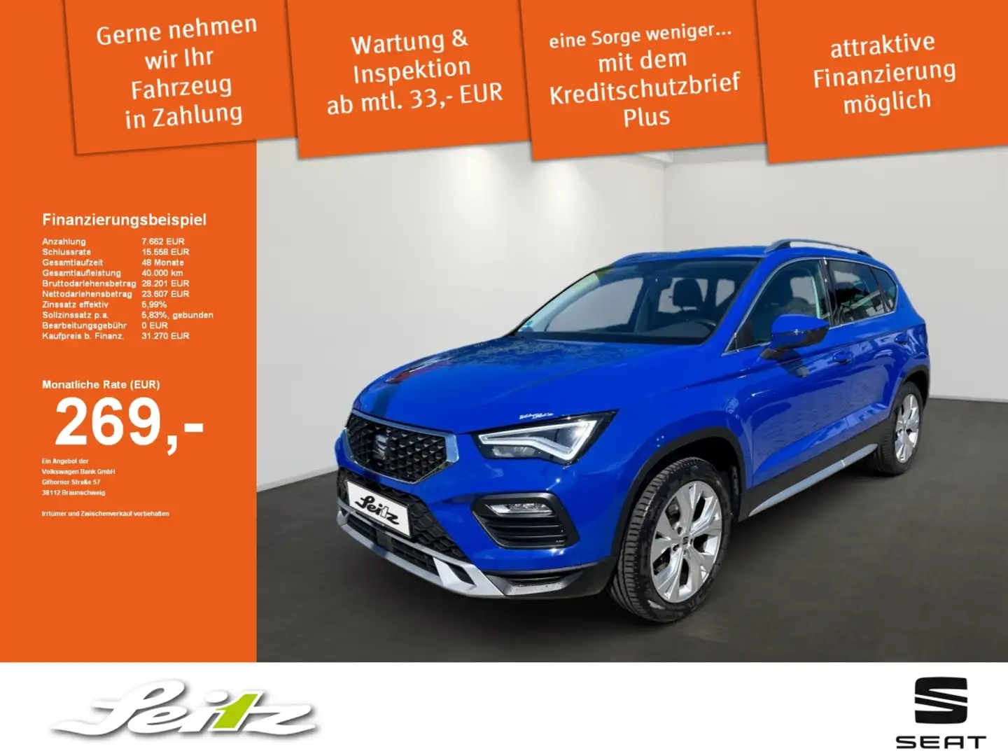 SEAT Ateca 2.0 TSI Xperience 4Drive Anhängekupplung. Einparkh Bleu - 1