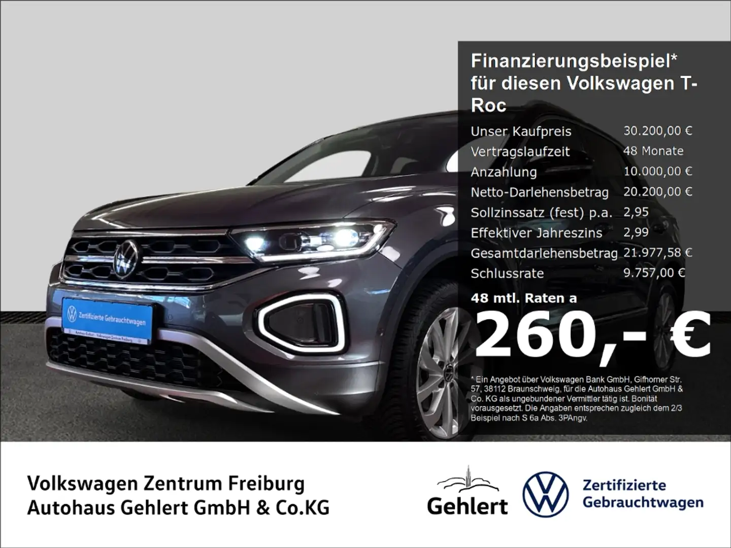 Volkswagen T-Roc Style 1.5 TSI DSG AHK Navi LED ACC Klima Sitzheizu Grau - 1