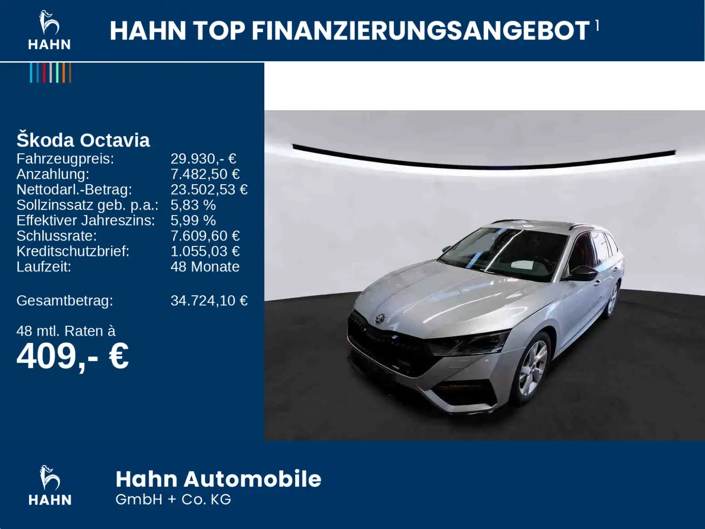 Skoda Octavia Combi 2.0 TDI DSG RS Plus Navi AHK LED Silber - 2