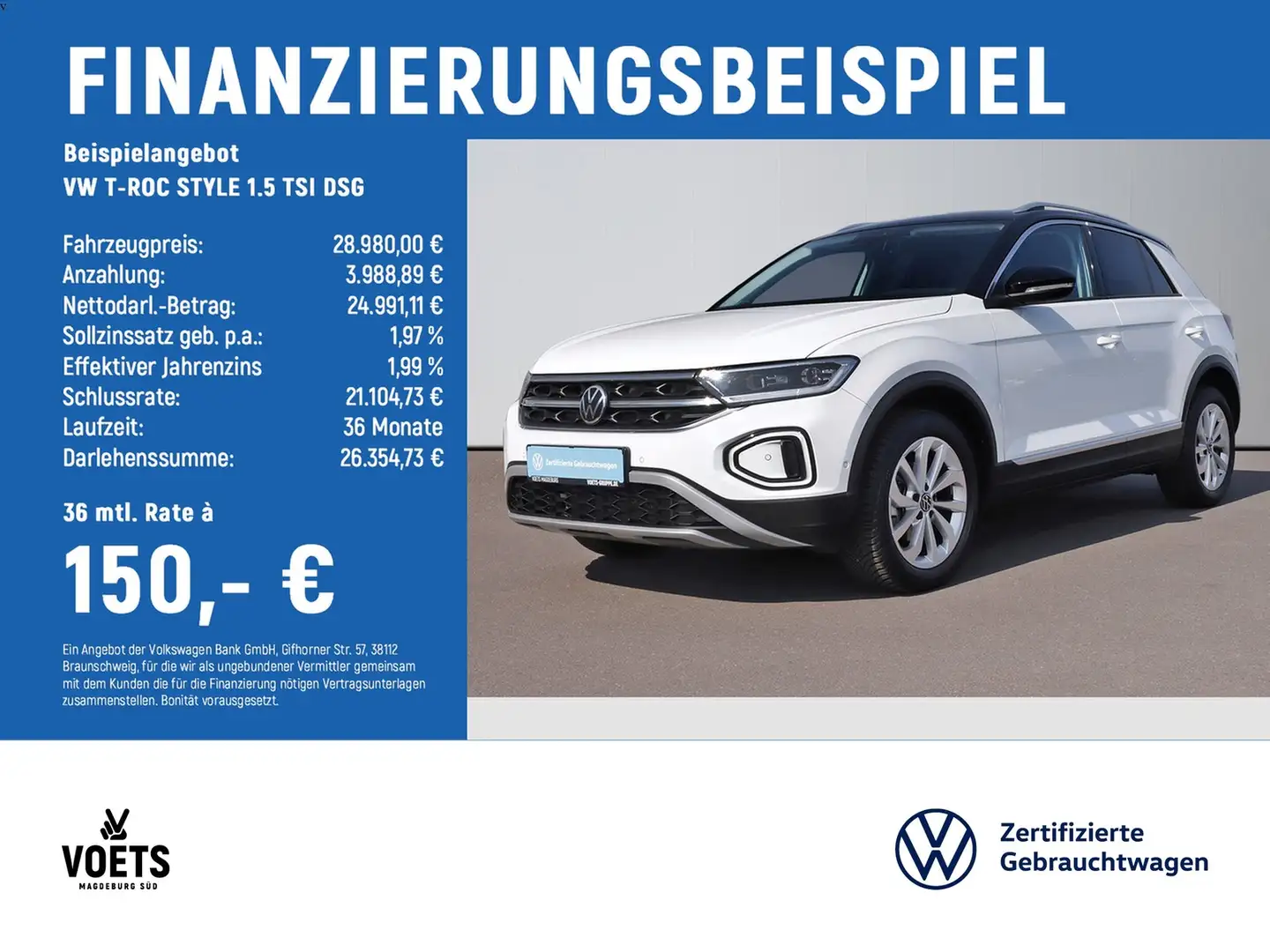 Volkswagen T-Roc STYLE 1.5 TSI DSG LED PLUS+NAVI+AHK+ACC Weiß - 2