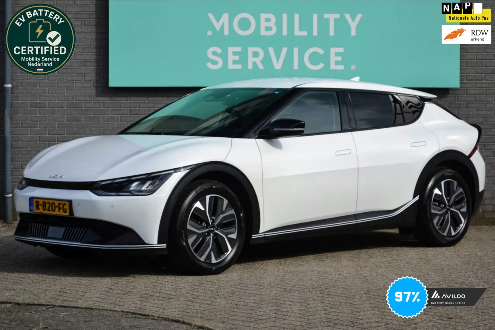 Kia EV6 Air 58 kWh SOH97% ACC LED CarPlay File ass Blanc - 1