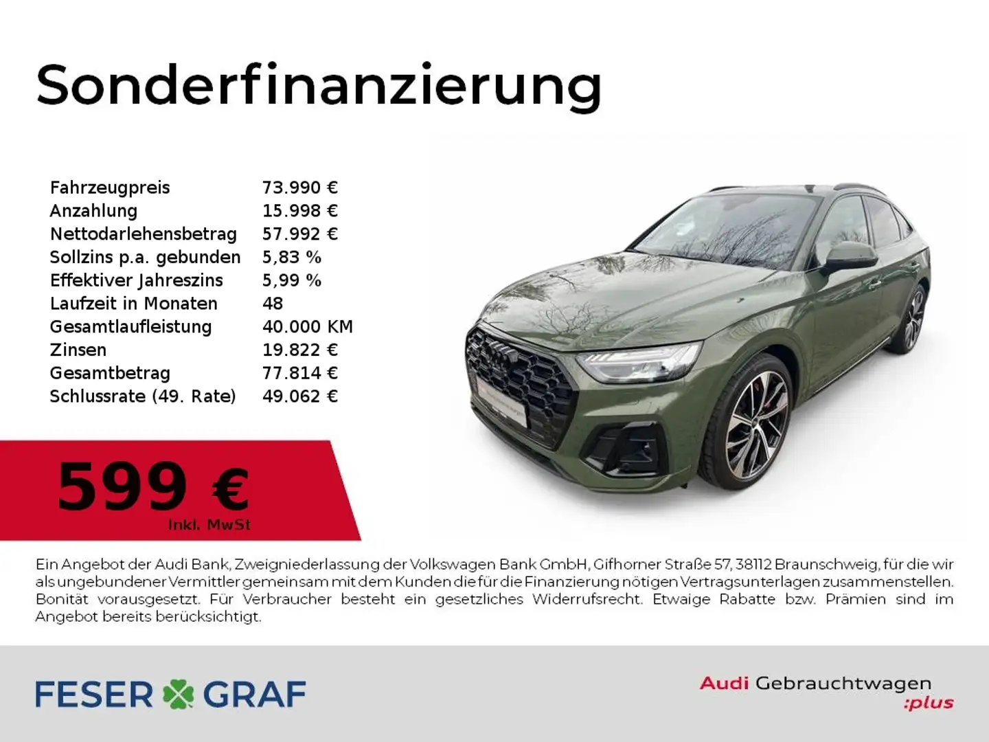Audi SQ5 Sportback TDI tiptronic MATRIX-LED/B&O/HUD/PANO/AI Grün - 1
