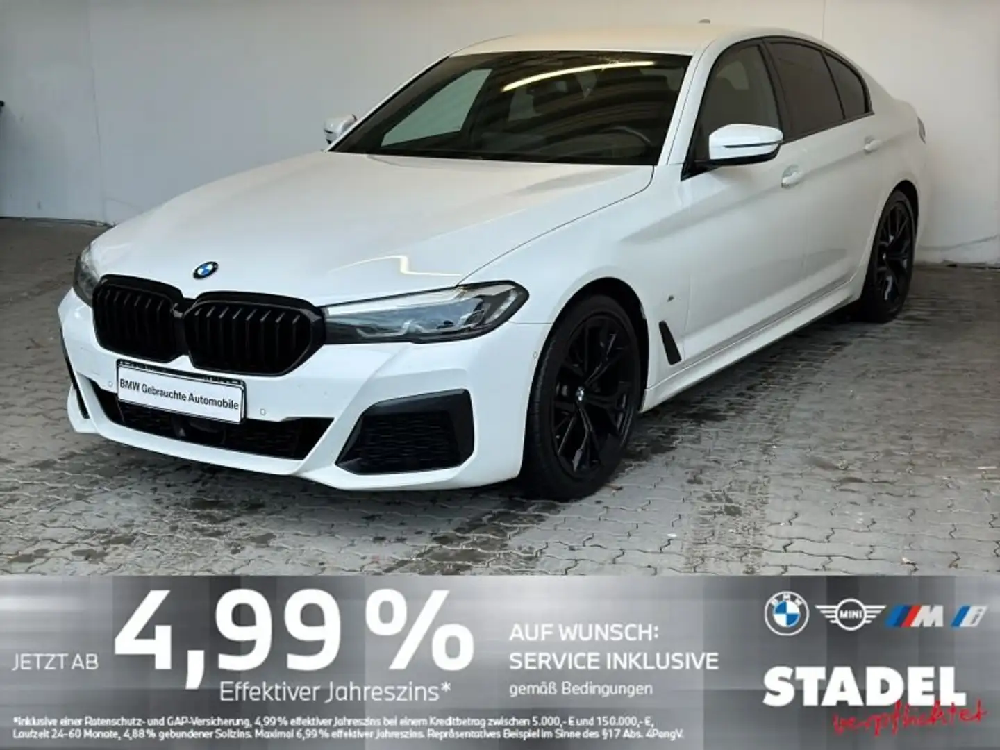 BMW 520 d Lim. M Sport Navi.LED.HuD.AHK.RFK.ACC.4-Zon Weiß - 1