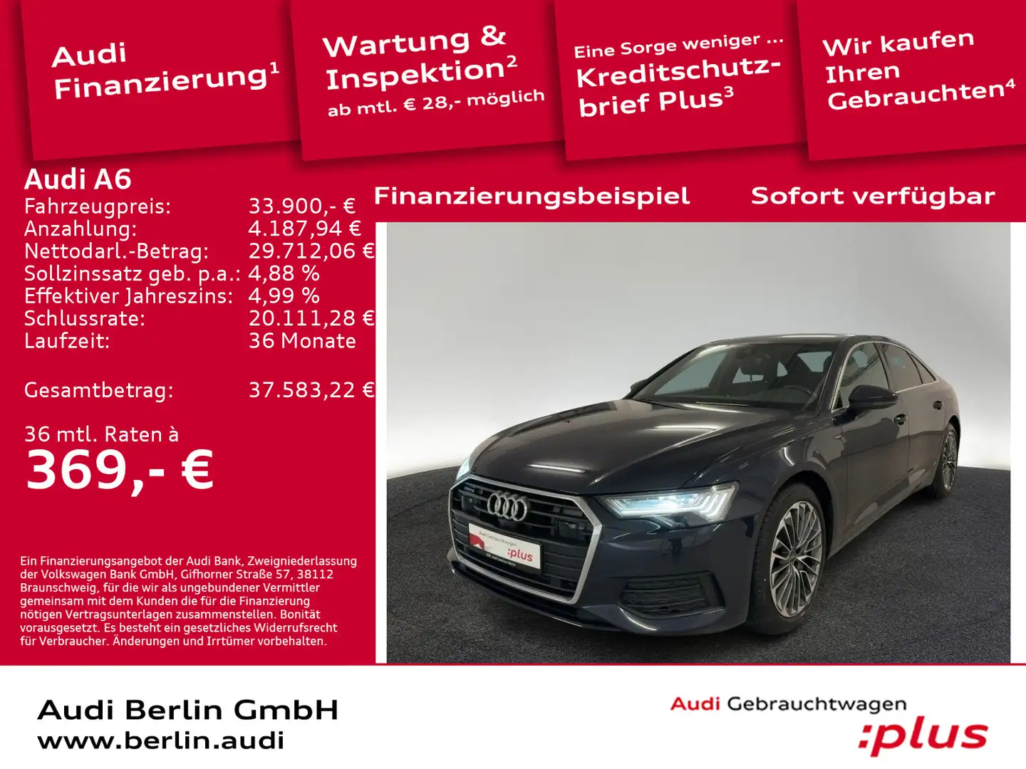 Audi A6 50 TFSI e qu.S tr. AHK MATRIX 360°K NAVI Blau - 1