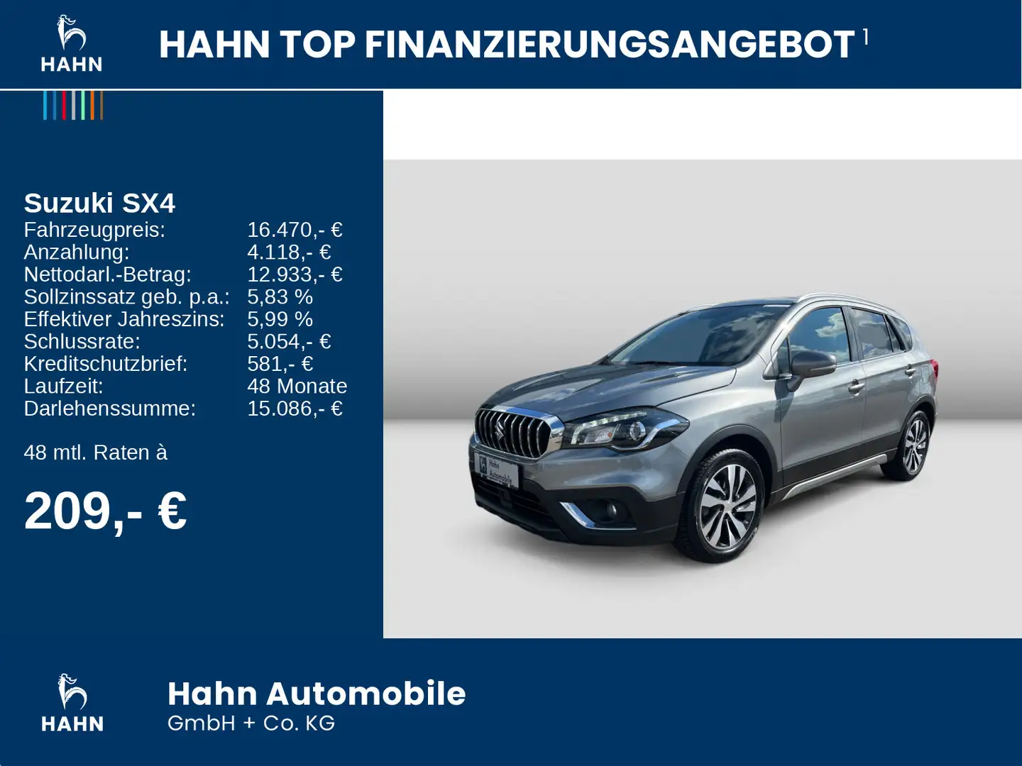 Suzuki SX4 1.4 Autom Allrad AHK Pano ACC Navi PDCv/h Grau - 2