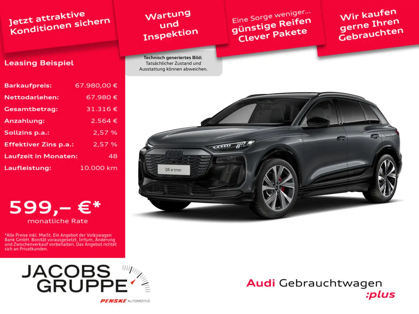 Audi Q6 e-tron perf. S line/0,25%/Luft./Matrix/HuD/Pano/360°/B+O/21Zoll Grigio - 1
