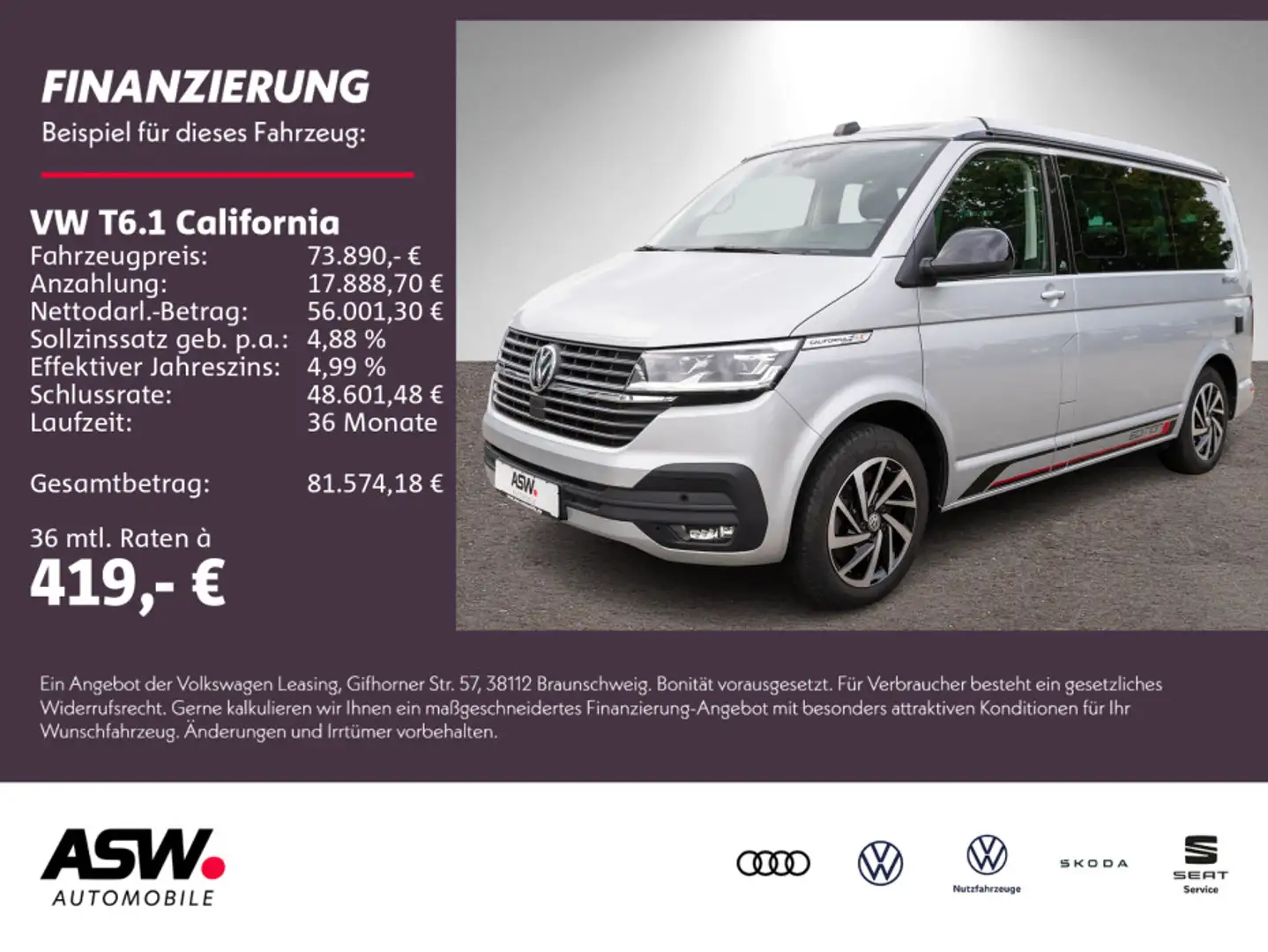 Volkswagen T6.1 California Beach 2.0 TDI 4M DSG Stdhzg AHK Silber - 1