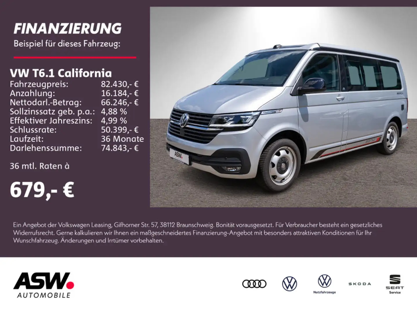 Volkswagen T6.1 California Beach 2.0 TDI 4M DSG Stdhzg AHK Silber - 1