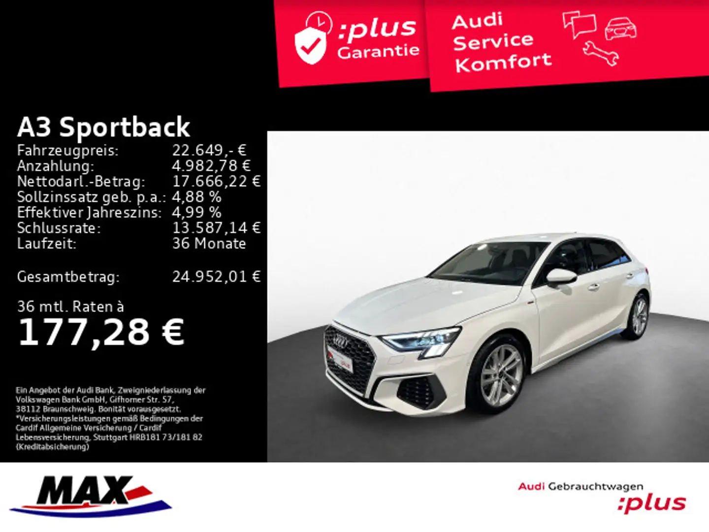 Audi A3 35 TDI S LINE MMI NAVI+MATRIX+ALU++ Weiß - 1