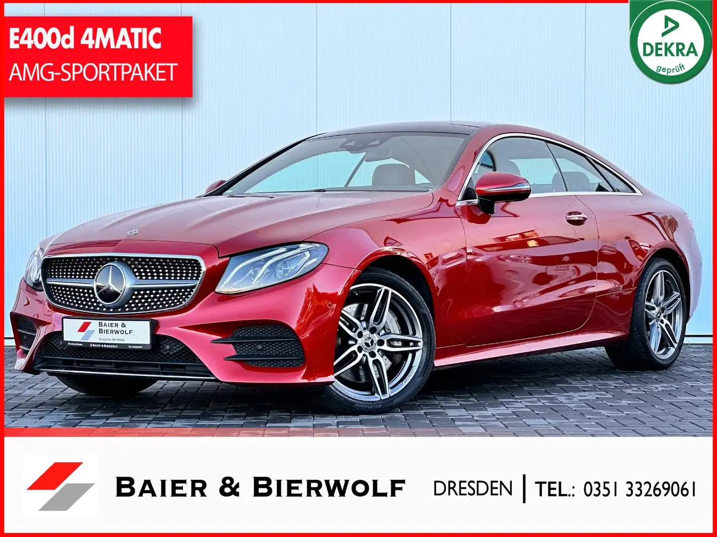 Mercedes-Benz E 400 d Coupe 4Matic AMG-LINE*DISTR*PANO*KEYLESS Červená - 1