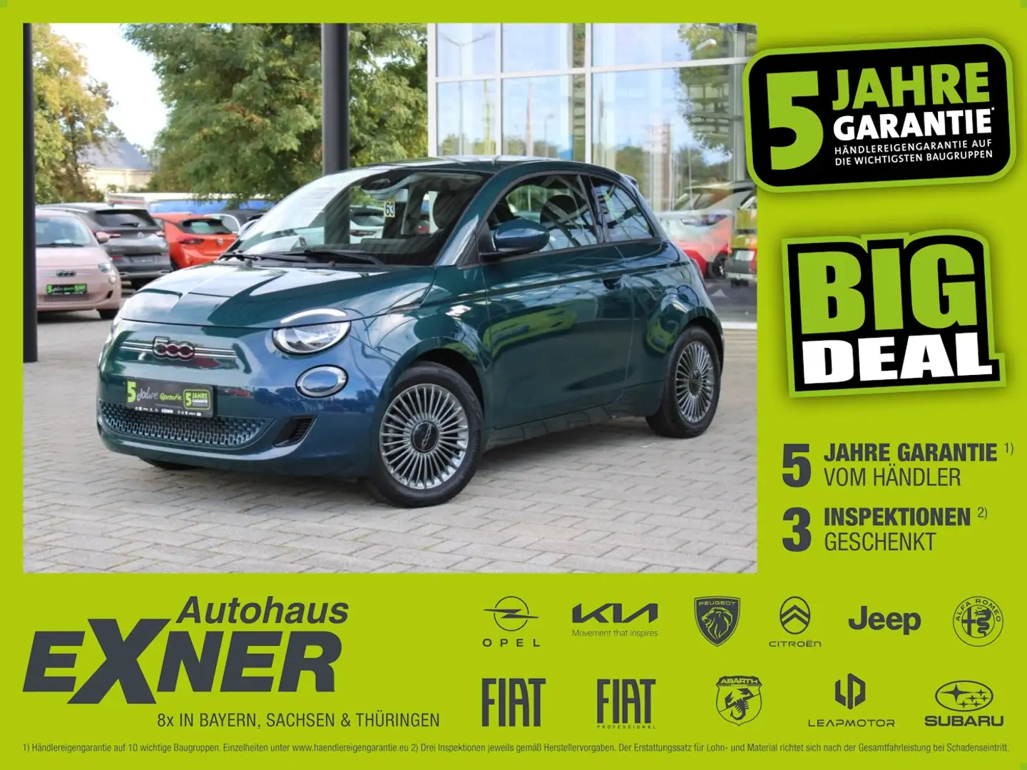 Fiat 500e Lim. ICON 42kWh Navi+KlimaA+AUT+SpurH Grün - 1