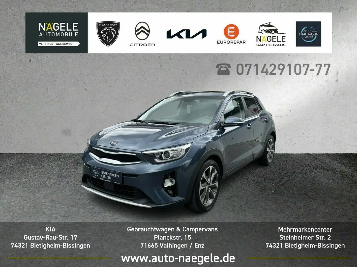 Kia Stonic 120PS DCT7 Platinum|Navi+SHZ+Leder+Glasda Blu/Azzurro - 1
