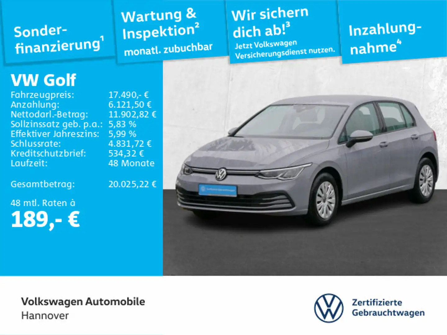 Volkswagen Golf VIII 1.0 TSI LED DigCockpit PDC Grau - 1