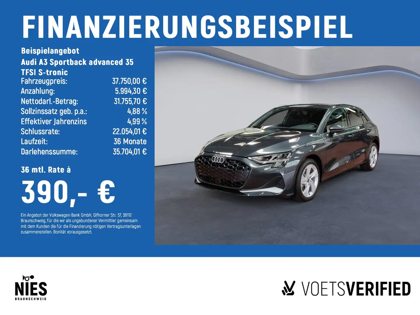 Audi A3 Sportback advanced 35 TFSI S-tronic PDC+KLIMA+SHZ Gris - 2