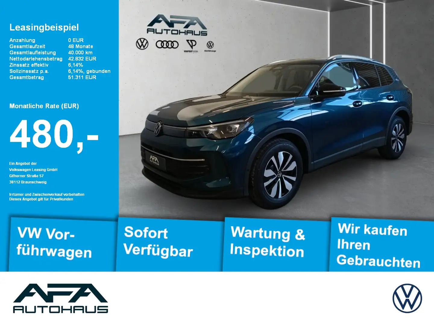 Volkswagen Tiguan 2.0 TDI Goal DSG AHK*Matrix*Navi*ACC*RFK Blau - 1